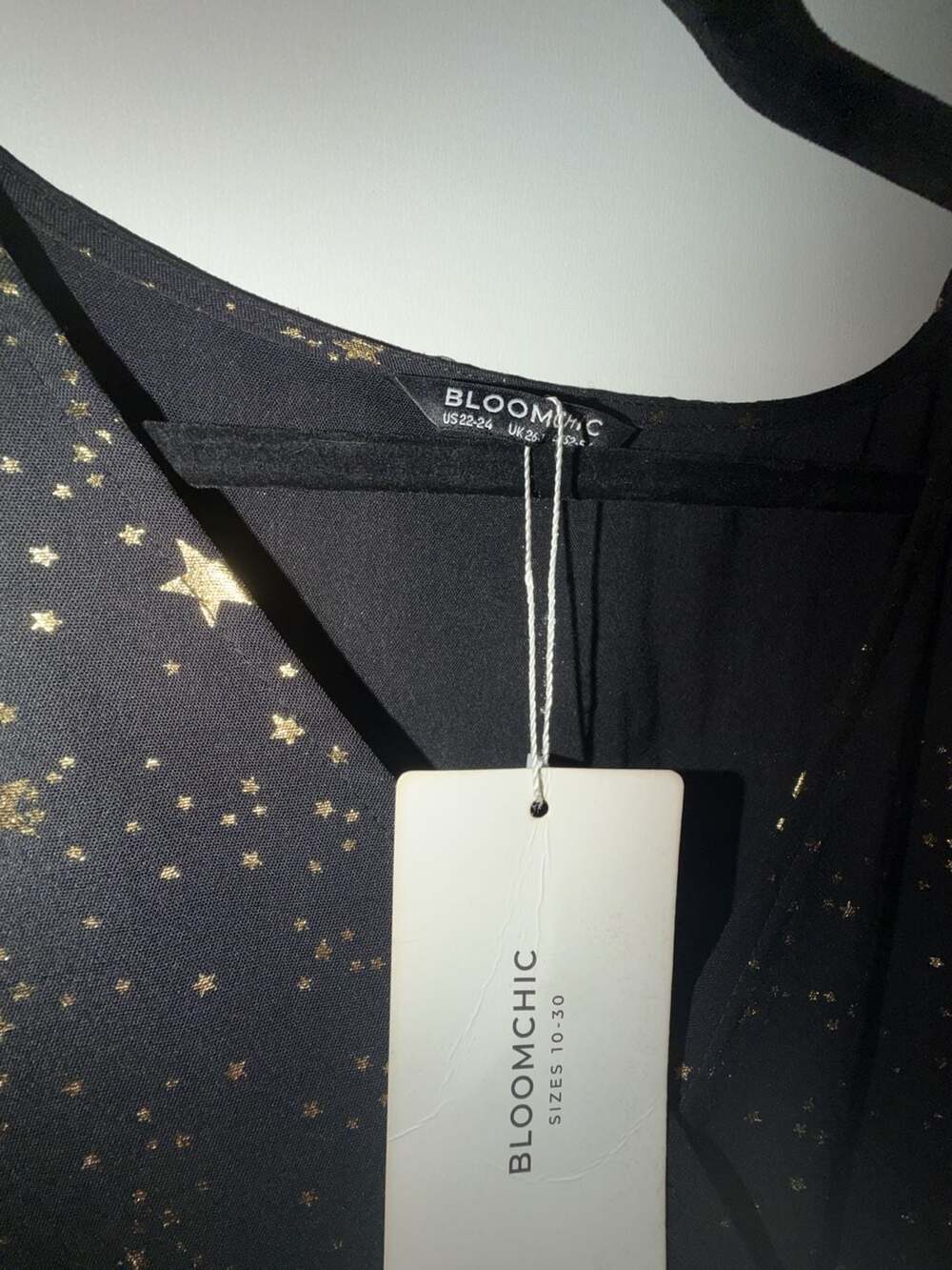 Plus Size 22-24 3X BloomChic Black Glitter Star Maxi Dress with Pockets RARE - Picture 7 of 8
